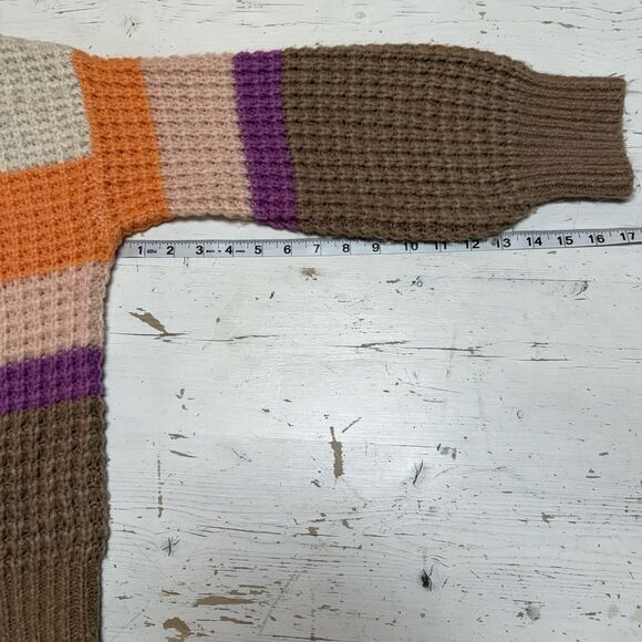 Universal Thread Striped Knit Sweater M Crewneck Pullover Orange Purpke Winter - Picture 12 of 14